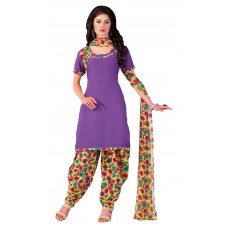 Triveni Striking Purple Colored Printed Polyester Salwar Kameez